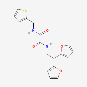 molecular formula C17H16N2O4S B2545769 N1-(2,2-di(furan-2-yl)ethyl)-N2-(thiophen-2-ylmethyl)oxalamide CAS No. 2309802-75-1
