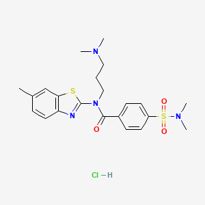 molecular formula C22H29ClN4O3S2 B2545771 N-(3-(dimethylamino)propyl)-4-(N,N-dimethylsulfamoyl)-N-(6-methylbenzo[d]thiazol-2-yl)benzamide hydrochloride CAS No. 1052536-98-7