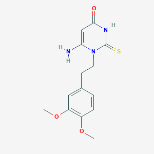 molecular formula C14H17N3O3S B2545778 6-氨基-1-[2-(3,4-二甲氧基苯基)乙基]-2-硫代亚甲基-4-嘧啶酮 CAS No. 838850-39-8