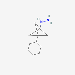 molecular formula C11H20N2 B2545784 (3-Cyclohexyl-1-bicyclo[1.1.1]pentanyl)hydrazine CAS No. 2287273-91-8