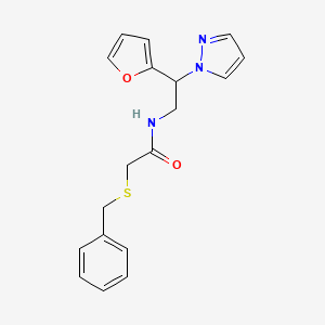 molecular formula C18H19N3O2S B2545789 2-(benzylthio)-N-(2-(furan-2-yl)-2-(1H-pyrazol-1-yl)ethyl)acetamide CAS No. 2034439-32-0