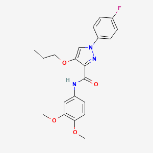 molecular formula C21H22FN3O4 B2545801 N-(3,4-dimethoxyphenyl)-1-(4-fluorophenyl)-4-propoxy-1H-pyrazole-3-carboxamide CAS No. 1172574-99-0