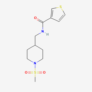 molecular formula C12H18N2O3S2 B2545803 N-((1-(甲磺酰基)哌啶-4-基)甲基)噻吩-3-甲酰胺 CAS No. 1234982-29-6