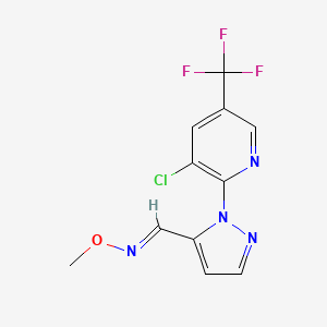 molecular formula C11H8ClF3N4O B2545807 1-[3-chloro-5-(trifluoromethyl)-2-pyridinyl]-1H-pyrazole-5-carbaldehyde O-methyloxime CAS No. 318958-96-2