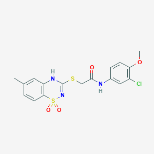 molecular formula C17H16ClN3O4S2 B2545817 N-(3-chloro-4-methoxyphenyl)-2-((6-methyl-1,1-dioxido-4H-benzo[e][1,2,4]thiadiazin-3-yl)thio)acetamide CAS No. 899724-25-5