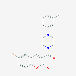 molecular formula C22H21BrN2O3 B2545818 6-bromo-3-(4-(3,4-dimethylphenyl)piperazine-1-carbonyl)-2H-chromen-2-one CAS No. 663929-92-8