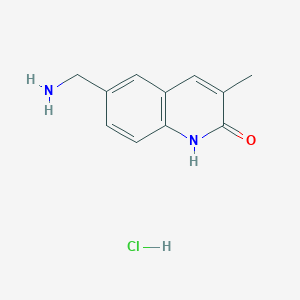 molecular formula C11H13ClN2O B2545819 6-(Aminomethyl)-3-methyl-1,2-dihydroquinolin-2-one hydrochloride CAS No. 1353496-62-4
