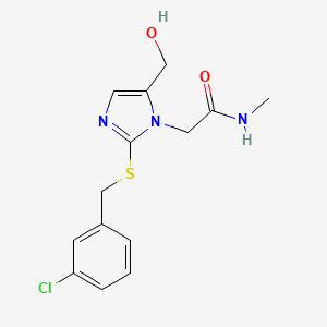 molecular formula C14H16ClN3O2S B2545823 2-(2-((3-氯苄基)硫代)-5-(羟甲基)-1H-咪唑-1-基)-N-甲基乙酰胺 CAS No. 923138-76-5