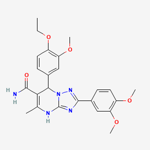 molecular formula C24H27N5O5 B2545828 2-(3,4-Dimethoxyphenyl)-7-(4-ethoxy-3-methoxyphenyl)-5-methyl-4,7-dihydro-[1,2,4]triazolo[1,5-a]pyrimidine-6-carboxamide CAS No. 538319-55-0