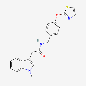 molecular formula C21H19N3O2S B2545830 2-(1-methyl-1H-indol-3-yl)-N-(4-(thiazol-2-yloxy)benzyl)acetamide CAS No. 2034525-83-0