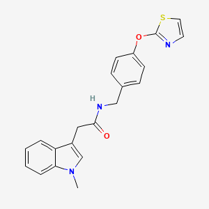 molecular formula C21H19N3O2S B2545830 2-(1-甲基-1H-吲哚-3-基)-N-(4-(噻唑-2-氧基)苄基)乙酰胺 CAS No. 2034525-83-0