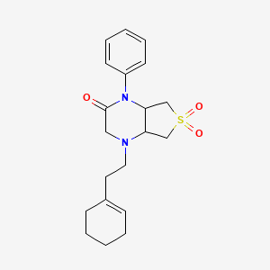 molecular formula C20H26N2O3S B2545834 4-(2-(cyclohex-1-en-1-yl)ethyl)-1-phenylhexahydrothieno[3,4-b]pyrazin-2(1H)-one 6,6-dioxide CAS No. 1040706-61-3