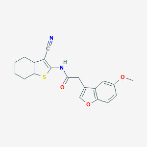 molecular formula C20H18N2O3S B254584 N-(3-cyano-4,5,6,7-tetrahydro-1-benzothien-2-yl)-2-(5-methoxy-1-benzofuran-3-yl)acetamide 