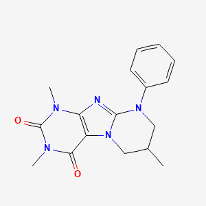 molecular formula C17H19N5O2 B2545880 1,3,7-trimethyl-9-phenyl-7,8-dihydro-6H-purino[7,8-a]pyrimidine-2,4-dione CAS No. 844834-56-6