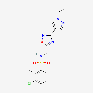 molecular formula C15H16ClN5O3S B2545885 3-chloro-N-((3-(1-ethyl-1H-pyrazol-4-yl)-1,2,4-oxadiazol-5-yl)methyl)-2-methylbenzenesulfonamide CAS No. 2034333-14-5