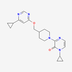 molecular formula C20H25N5O2 B2545893 1-cyclopropyl-3-(4-(((6-cyclopropylpyrimidin-4-yl)oxy)methyl)piperidin-1-yl)pyrazin-2(1H)-one CAS No. 2320609-72-9