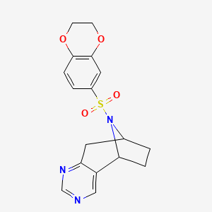 molecular formula C17H17N3O4S B2545894 (5R,8S)-10-((2,3-dihydrobenzo[b][1,4]dioxin-6-yl)sulfonyl)-6,7,8,9-tetrahydro-5H-5,8-epiminocyclohepta[d]pyrimidine CAS No. 2058873-77-9