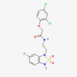 molecular formula C17H16Cl2FN3O4S B2545897 2-(2,4-dichlorophenoxy)-N-(2-(6-fluoro-3-methyl-2,2-dioxidobenzo[c][1,2,5]thiadiazol-1(3H)-yl)ethyl)acetamide CAS No. 2034239-41-1