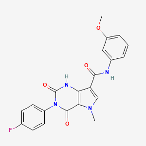 molecular formula C21H17FN4O4 B2545899 3-(4-氟苯基)-N-(3-甲氧基苯基)-5-甲基-2,4-二氧代-2,3,4,5-四氢-1H-吡咯并[3,2-d]嘧啶-7-甲酰胺 CAS No. 921852-76-8