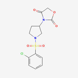 molecular formula C13H13ClN2O5S B2545902 3-(1-((2-Chlorophenyl)sulfonyl)pyrrolidin-3-yl)oxazolidine-2,4-dione CAS No. 2034314-82-2