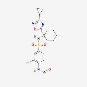 molecular formula C19H23ClN4O4S B2545904 N-(2-chloro-4-(N-(1-(3-cyclopropyl-1,2,4-oxadiazol-5-yl)cyclohexyl)sulfamoyl)phenyl)acetamide CAS No. 1421583-92-7