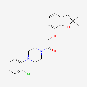 molecular formula C22H25ClN2O3 B2545906 1-(4-(2-Chlorophenyl)piperazin-1-yl)-2-((2,2-dimethyl-2,3-dihydrobenzofuran-7-yl)oxy)ethanone CAS No. 941899-13-4