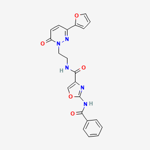 molecular formula C21H17N5O5 B2545913 2-苯甲酰胺基-N-(2-(3-(呋喃-2-基)-6-氧代哒嗪-1(6H)-基)乙基)恶唑-4-甲酰胺 CAS No. 1286725-93-6