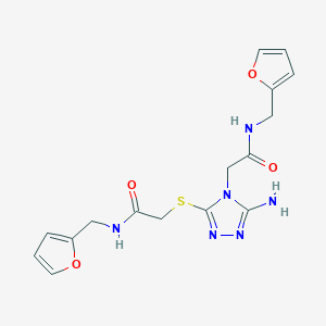 molecular formula C16H18N6O4S B254592 2-((5-amino-4-(2-((furan-2-ylmethyl)amino)-2-oxoethyl)-4H-1,2,4-triazol-3-yl)thio)-N-(furan-2-ylmethyl)acetamide 