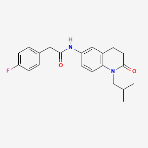 molecular formula C21H23FN2O2 B2545930 2-(4-氟苯基)-N-(1-异丁基-2-氧代-1,2,3,4-四氢喹啉-6-基)乙酰胺 CAS No. 941911-08-6