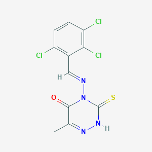 6-methyl-3-sulfanylidene-4-[(E)-(2,3,6-trichlorophenyl)methylideneamino]-2H-1,2,4-triazin-5-one