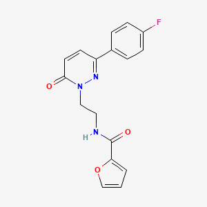 molecular formula C17H14FN3O3 B2545960 N-(2-(3-(4-氟苯基)-6-氧代嘧啶嗪-1(6H)-基)乙基)呋喃-2-甲酰胺 CAS No. 921804-21-9