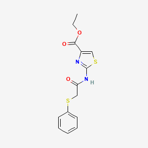 molecular formula C14H14N2O3S2 B2545961 Ethyl 2-(2-(phenylthio)acetamido)thiazole-4-carboxylate CAS No. 895483-58-6