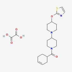 molecular formula C22H31N3O6S B2545964 环己-3-烯-1-基(4-(噻唑-2-氧基)-[1,4'-联哌啶]-1'-基)甲酮草酸盐 CAS No. 2034246-96-1