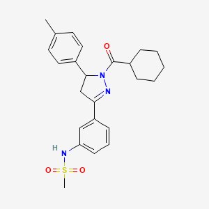 molecular formula C24H29N3O3S B2545970 N-(3-(1-(cyclohexanecarbonyl)-5-(p-tolyl)-4,5-dihydro-1H-pyrazol-3-yl)phenyl)methanesulfonamide CAS No. 851718-54-2