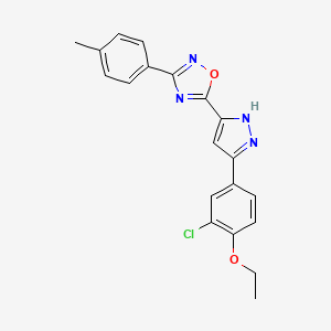 molecular formula C20H17ClN4O2 B2545971 5-[3-(3-chloro-4-ethoxyphenyl)-1H-pyrazol-5-yl]-3-(4-methylphenyl)-1,2,4-oxadiazole CAS No. 1192580-58-7