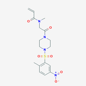 N-Methyl-N-[2-[4-(2-methyl-5-nitrophenyl)sulfonylpiperazin-1-yl]-2-oxoethyl]prop-2-enamide
