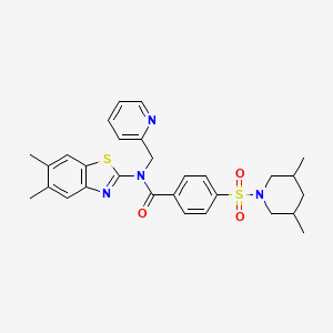 molecular formula C29H32N4O3S2 B2545974 N-(5,6-dimethylbenzo[d]thiazol-2-yl)-4-((3,5-dimethylpiperidin-1-yl)sulfonyl)-N-(pyridin-2-ylmethyl)benzamide CAS No. 922938-20-3