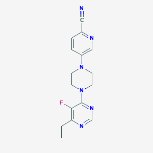 molecular formula C16H17FN6 B2545976 5-[4-(6-Ethyl-5-fluoropyrimidin-4-yl)piperazin-1-yl]pyridine-2-carbonitrile CAS No. 2415463-76-0