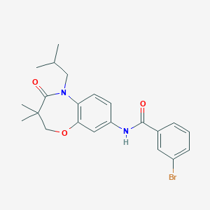 molecular formula C22H25BrN2O3 B2545981 3-bromo-N-(5-isobutyl-3,3-dimethyl-4-oxo-2,3,4,5-tetrahydrobenzo[b][1,4]oxazepin-8-yl)benzamide CAS No. 921582-36-7