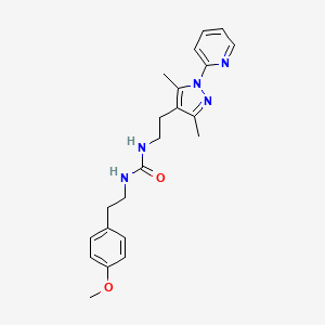 molecular formula C22H27N5O2 B2545989 1-(2-(3,5-dimethyl-1-(pyridin-2-yl)-1H-pyrazol-4-yl)ethyl)-3-(4-methoxyphenethyl)urea CAS No. 2034487-64-2