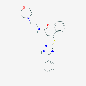molecular formula C24H29N5O2S B254599 3-{[3-(4-methylphenyl)-1H-1,2,4-triazol-5-yl]sulfanyl}-N-[2-(4-morpholinyl)ethyl]-3-phenylpropanamide 