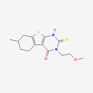 molecular formula C14H18N2O2S2 B2545992 3-(2-methoxyethyl)-7-methyl-2-sulfanylidene-5,6,7,8-tetrahydro-1H-[1]benzothiolo[2,3-d]pyrimidin-4-one CAS No. 571149-46-7