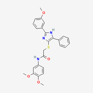 molecular formula C26H25N3O4S B2545998 N-(3,4-Dimethoxyphenyl)-2-{[2-(3-methoxyphenyl)-5-phenyl-1H-imidazol-4-YL]sulfanyl}acetamide CAS No. 865657-45-0
