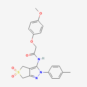 molecular formula C21H21N3O5S B2545999 N-(5,5-dioxido-2-(p-tolyl)-4,6-dihydro-2H-thieno[3,4-c]pyrazol-3-yl)-2-(4-methoxyphenoxy)acetamide CAS No. 893947-14-3