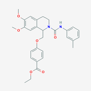 molecular formula C29H32N2O6 B2546002 4-((6,7-ジメトキシ-2-(m-トリルカルバモイル)-1,2,3,4-テトラヒドロイソキノリン-1-イル)メトキシ)ベンゾエートエチル CAS No. 449766-81-8