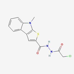 molecular formula C14H12ClN3O2S B2546007 N'-(2-chloroacetyl)-8-methyl-8H-thieno[2,3-b]indole-2-carbohydrazide CAS No. 477855-76-8