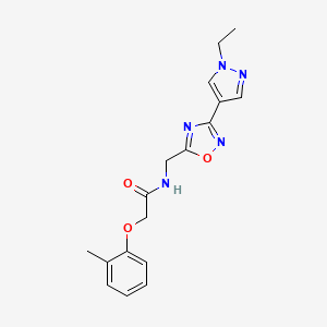 molecular formula C17H19N5O3 B2546014 N-((3-(1-ethyl-1H-pyrazol-4-yl)-1,2,4-oxadiazol-5-yl)methyl)-2-(o-tolyloxy)acetamide CAS No. 2034463-16-4