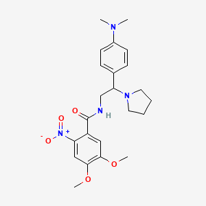 molecular formula C23H30N4O5 B2546033 N-(2-(4-(dimethylamino)phenyl)-2-(pyrrolidin-1-yl)ethyl)-4,5-dimethoxy-2-nitrobenzamide CAS No. 897620-07-4