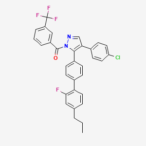 molecular formula C32H23ClF4N2O B2546035 [4-(4-chlorophenyl)-5-(2'-fluoro-4'-propyl[1,1'-biphenyl]-4-yl)-1H-pyrazol-1-yl][3-(trifluoromethyl)phenyl]methanone CAS No. 477762-87-1