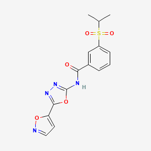molecular formula C15H14N4O5S B2546038 3-(isopropylsulfonyl)-N-(5-(isoxazol-5-yl)-1,3,4-oxadiazol-2-yl)benzamide CAS No. 946208-24-8